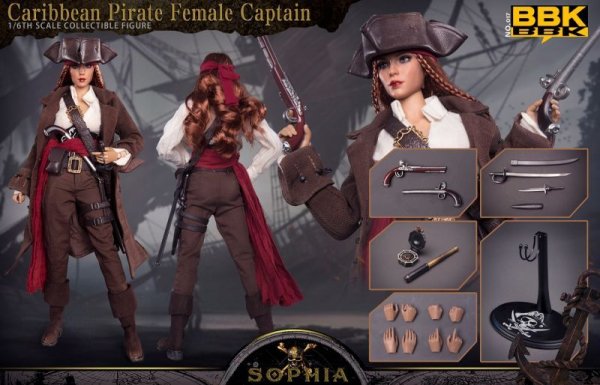 画像1: BBK    Caribbean Pirate Female Captain   SOPHIA   1/6  アクションフィギュア  BBK017 (1)