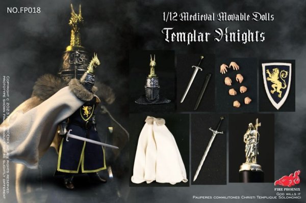 画像1: 予約 FIRE PHOENIX    Die-casting alloy Medieval Templar Knights    1/12   アクションフィギュア  FP018 (1)