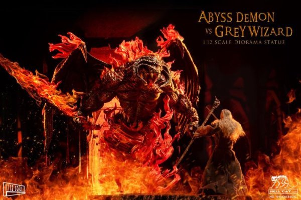 画像1: 予約 地狱猫 Hell Cat   Abyss Demon (Grey Wizard vs Abyss Demon Diorama)   1/12    スタチュー  DYM202401C  (1)