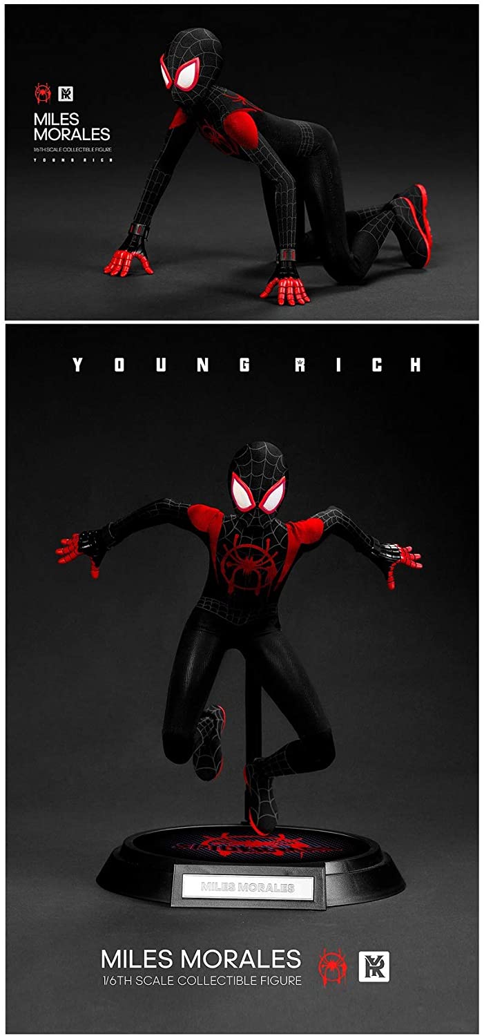 YOUNG RICH Toys1/6 フィギュア スパイダーマン セット コスプレ アクションフィギュア Into the Spider-Verse  : Miles Morales 黒いスーツ