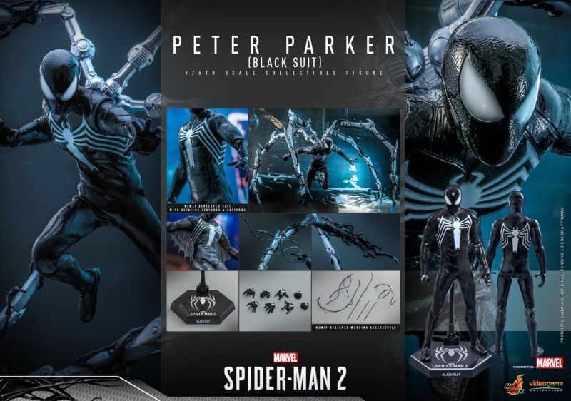 予約 ホットトイズ マーベルスパイダーマン ピーター・パーカー Black Suit 1/6 フィギュア VGM56